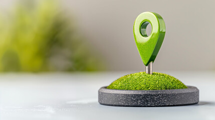 Aufkleber - map pin location marker on green moss base showcasing navigation icon