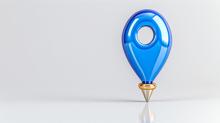 Poster - Map pin location marker in vibrant blue color with glossy finish on white background