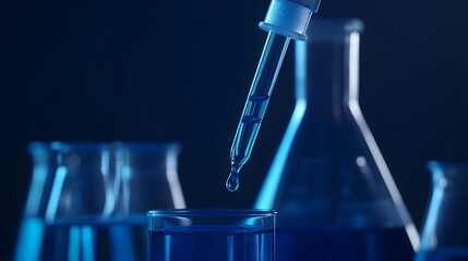 Poster - Dropper Dispensing Blue Liquid into Glass Beaker