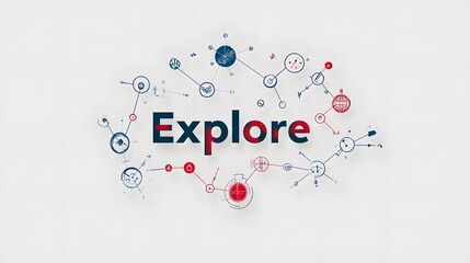 Poster - Abstract Illustration of Explore with Connected Circles and Lines