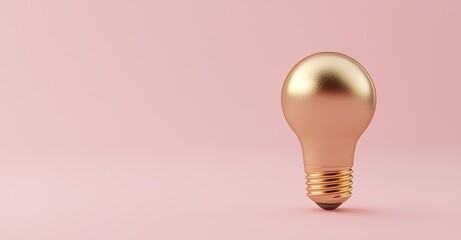 Poster - Invention of electric lamp design with abstract gold idea light bulb on inspiration pink background. 3D rendering.