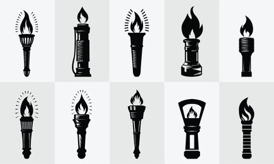 Torch and flame, Burning symbol of victory, Olympic torch vector illustration World Game