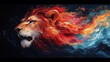 © julija - dynamic abstract representation of a lions spirit using bold expressive brushstrokes and vibrant colors symbolizing raw power and untamed energy