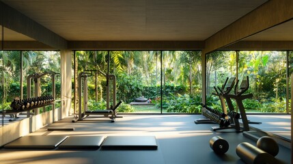 Elegant home gym with sleek exercise equipment