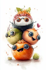 Wall Mural - Cute Sushi Friends with Sunglasses.