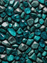 Poster - Assorted green gemstones, including emeralds, malachite, and other semi-precious stones