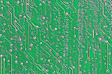Poster - Multilayer printed circuit board with microcontroller and components in green SMD