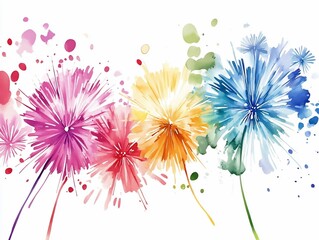 Canvas Print - Watercolor Dandelion Flowers.