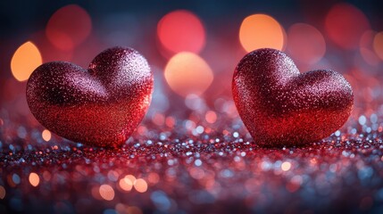 glowing blurred hearts adorned with red glitter creating a romantic valentines day background that e