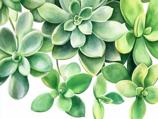 Aufkleber - Watercolor Succulents Illustration.
