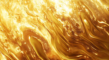 Poster - Abstract gold liquid texture background with flowing waves.