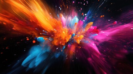 Vibrant neon ink burst on dark background