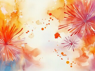 Poster - Watercolor Fireworks Background.