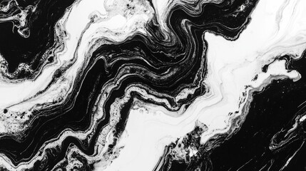 Poster - Black and white marbled texture background panoramic banner design