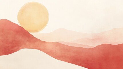 Fototapete - Minimalist illustration featuring a soft and warm color background