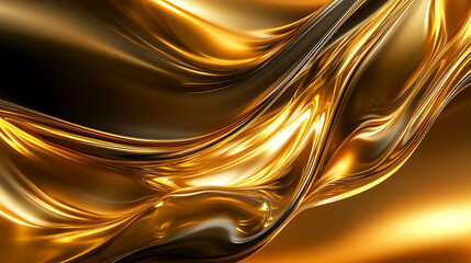 Poster - Abstract golden liquid background with wavy, flowing, and swirling texture.