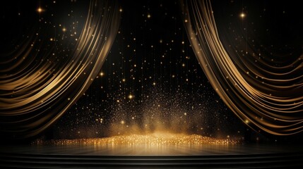 award ceremony background, luxury podium, and glitter light effects decorations.