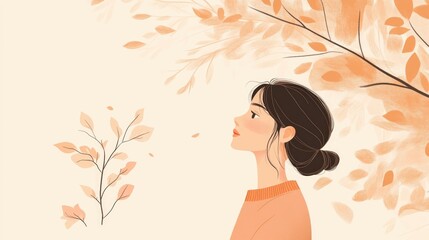Fototapete - Minimalist illustration featuring a soft and warm color background