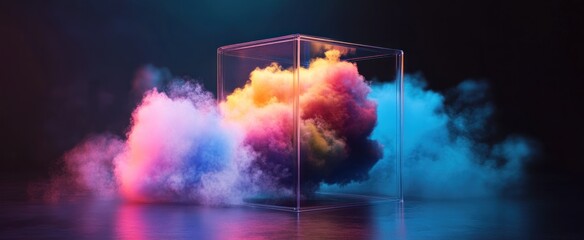 Wall Mural - Colorful Cloud Trapped in a Glass Cube