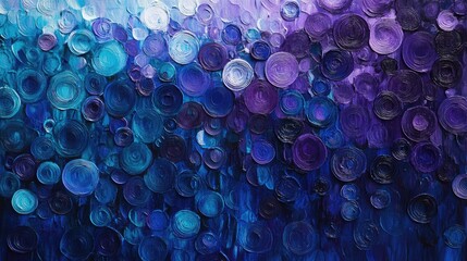 Poster - A textured background in shades of blue and purple featuring numerous small circles