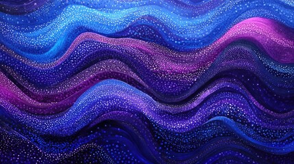 Poster - A vibrant wave in shades of purple and blue filled with numerous dots
