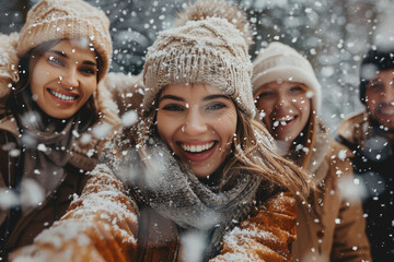 Photo of a group of friends gather to celebrate winter vacation, Friendship Day.