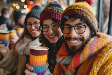 Photo of a group of friends gather to celebrate winter vacation, Friendship Day.