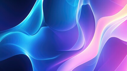 Poster - Abstract background featuring a gradient of blue and purple hues smoothly shaped curves and glowing light effects in a modern minimalistic style