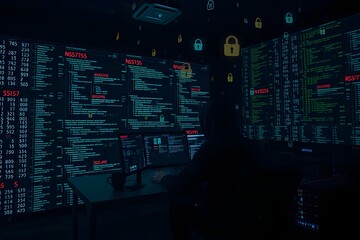 Poster - A hacker leans back in their chair, surrounded by an immersive tech setup.