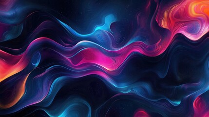 Poster - Abstract Dark Background with Captivating Wave Patterns Design