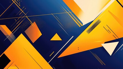Poster - abstract design background featuring blue yellow and orange colors with geometric shapes including t