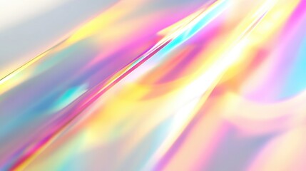 Wall Mural - Blurred rainbow light refraction texture overlay effect for images and mockups Organic diagonal holographic flare with shadows for a natural lighting effect on a white background