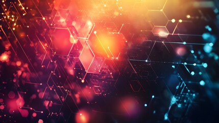 Poster - Abstract Digital Network with Glowing Hexagons and Lines