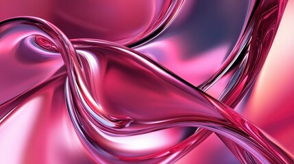 Poster - Intertwined metallic pink curves create a striking close up abstract design