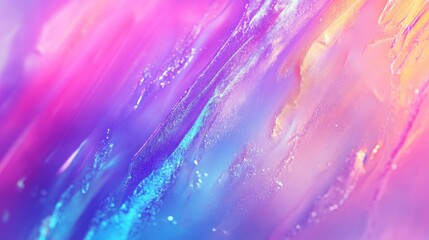 Wall Mural - Trendy abstract rainbow holographic background inspired by the 80s Blurred textures in violet pink and mint with scratches and irregularities featuring vibrant neon hues