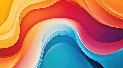 Poster - abstract minimal background featuring curvy wavy lines in a vibrant modern color palette