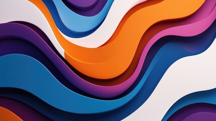 Poster - abstract minimal background featuring curvy wavy lines in a vibrant modern color palette