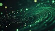 © Rizvan - 3D abstract background featuring green tech layers against a dark backdrop enhanced with glowing circular line details Contemporary graphic design elements included