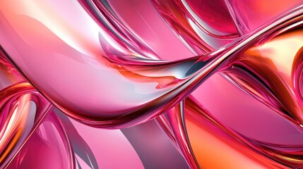 Poster - Intertwined metallic pink curves create a striking close up abstract design