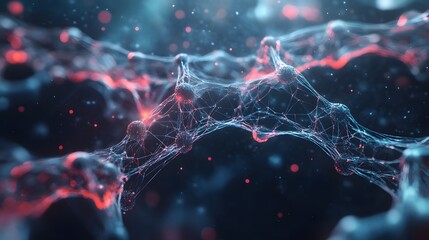 Poster - Abstract Interconnected Network with Glowing Red and Blue Nodes
