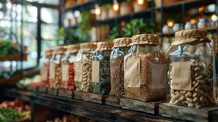 Wall Mural - Grocery Store Display of Grains in Glass Jars