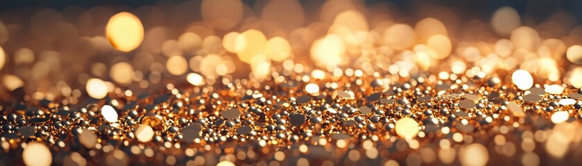 Poster - A sparkling golden background with vibrant bokeh effect, perfect for festive designs and elegant themes.