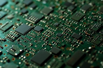 Poster - Various meters, microchip, and processor on circular electronic boards