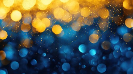 Poster - Abstract composition showcasing vibrant blue and gold shades with bokeh effects perfect for celebrating festive occasions