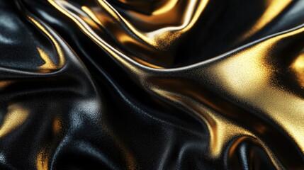 Poster - Modern luxury 3D background featuring black and gold metallic textures An abstract close up ideal for upscale fashion and design projects