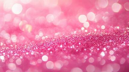 Poster - Close up of shimmering pink glitter featuring soft bokeh perfect for creating vibrant festive backgrounds