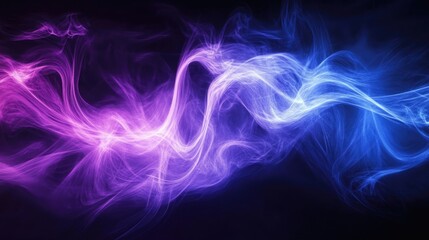 Wall Mural - abstract motion of blue and purple light waves against a dark background