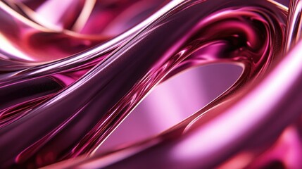 Poster - Intertwined metallic pink curves create a striking close up abstract design