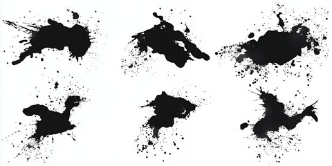 Canvas Print - Black ink splatters on white background