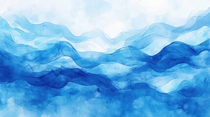 Poster - Abstract watercolor waves in shades of blue Artistic painted background texture and modern design suitable for contemporary art applications